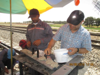 Switch installation and welding of Northeast railway track